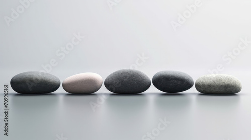 zen stones on light background  spa decor  balance stones 