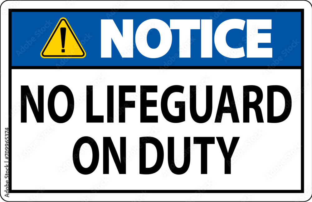 Pool Notice Sign No Lifeguard On Duty