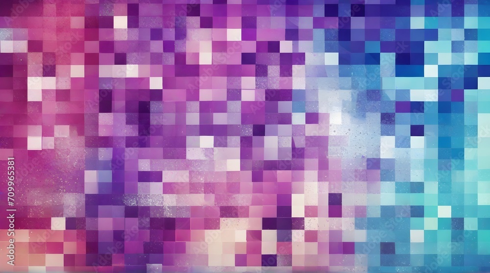 Abstract  Mosaic Background in Purple and Blue.  Colorful geometric squares mosaic