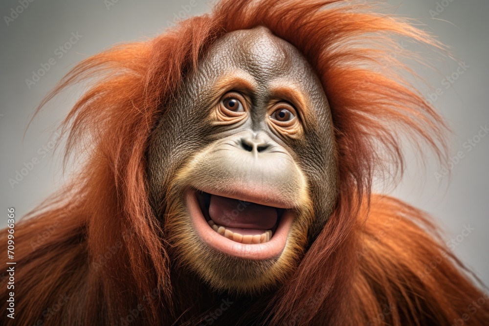 Happy surprised monkey orangutan with open mouth. Happy surprised monkey orangutan with open mouth.
