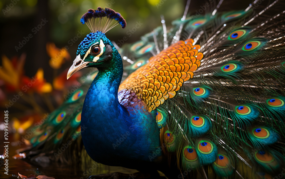 Obraz premium Elegant colourful peacock