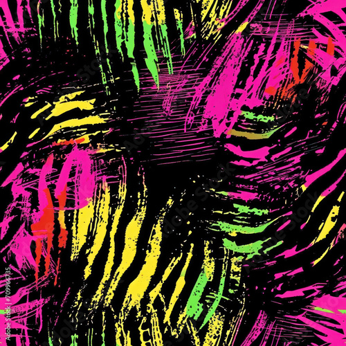 Colourful neon abstract pattern design, animalistic style 