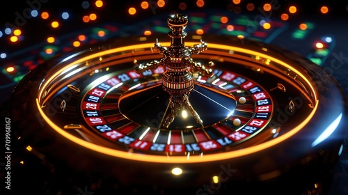 concept of jackpot, Beautiful roulette on a dark background with a place for a logo or inscription, generative ai