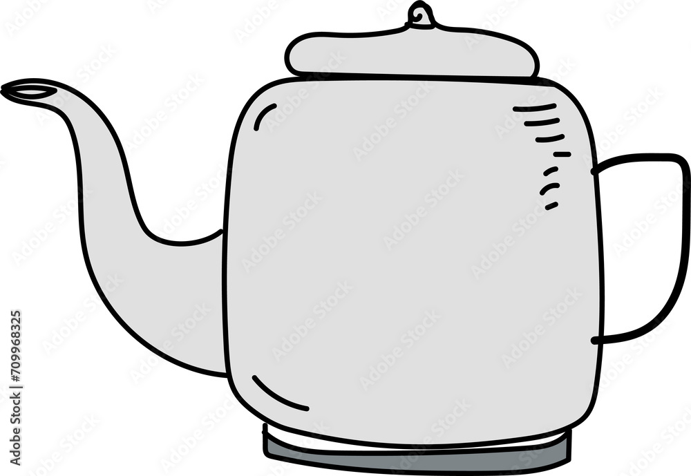 Obraz premium Hand drawn kettle illustration on transparent background. 