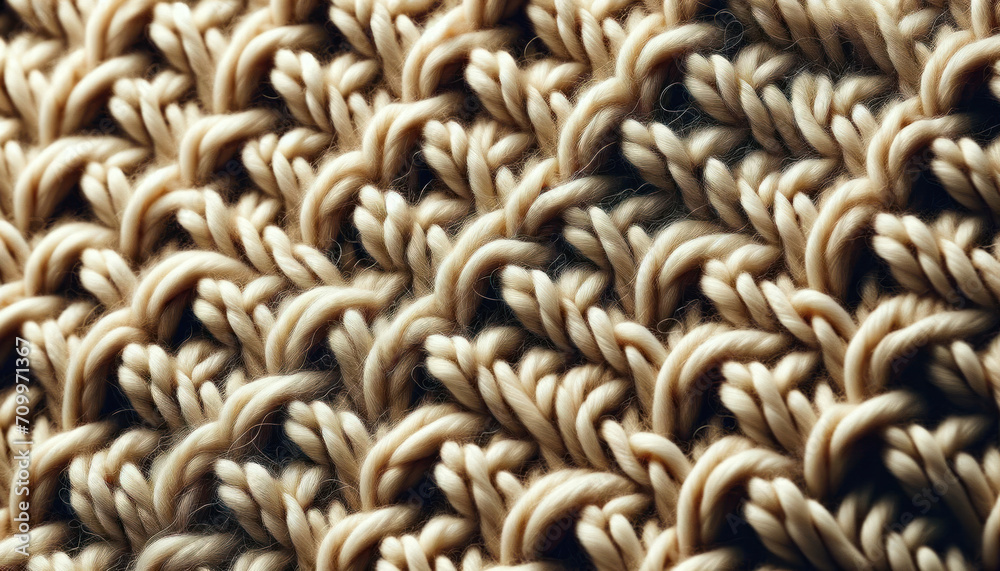 Cozy Knitted Wool: Intricate Beige and Cream Pattern Cozy Knitted Wool: Intricate Beige and Cream Pattern