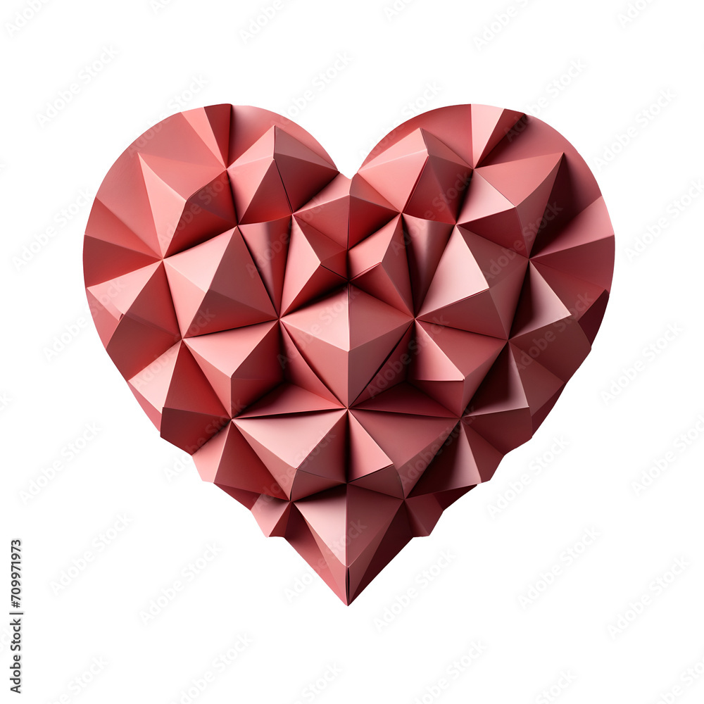 red origami heart for Valentine's Day. red paper heart top view. red heart flat lay. romance red origami heart for Valentine's Day. red paper heart top view. red heart flat lay. romance