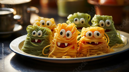 Spaghetti Smiles for a Creative Meal. Funny Food