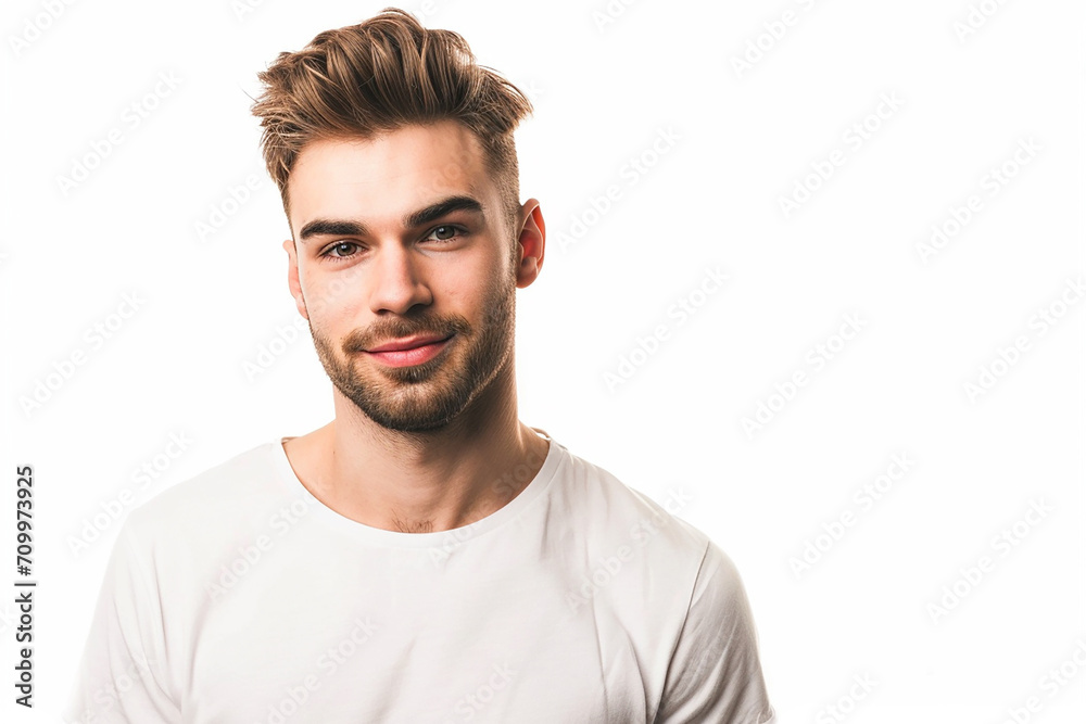 portrait of happy man arm crossed on white isolated background portrait of happy man arm crossed on white isolated background