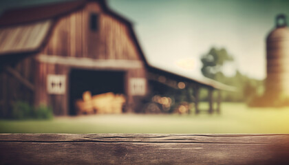 Farm background with barn and wooden fence. Rural landscape farmyard illustration. Summer outdoor backdrop.