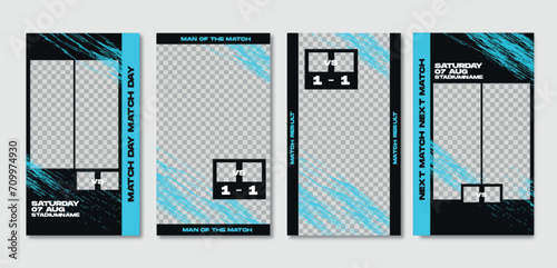 Sport story post template , Football Match day , Full time , Next match Best player