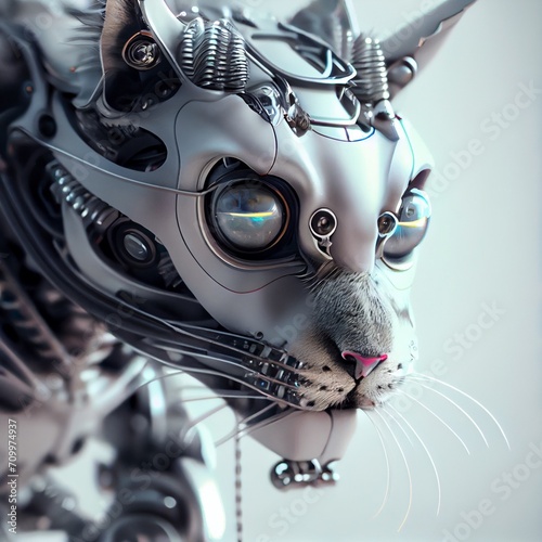 cyborg cat style steampunk