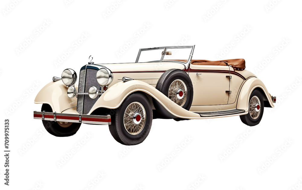Elegant Vintage Luxury Car Isolated on Transparent Background PNG.