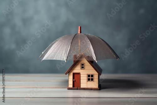 house under umbrella, concept of investment, buying a new home 