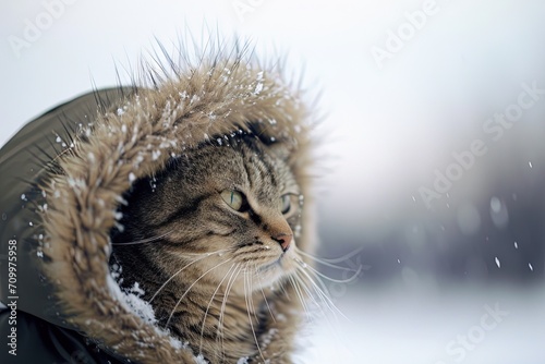 cat wearing termine fur parka photo
