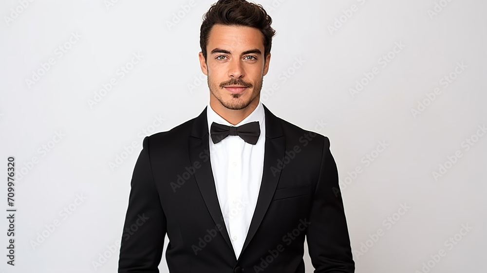 portrait of businessman in black suit on white isolated background portrait of businessman in black suit on white isolated background