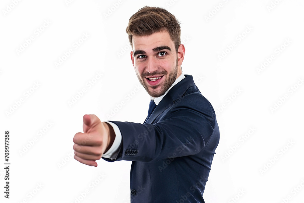 handsome businessman pointing at camera praising employee on white isolated background handsome businessman pointing at camera praising employee on white isolated background