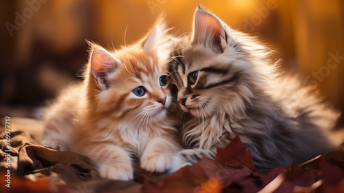 cute fluffy kittens playing together