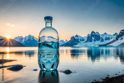 mineral water bottle advertising template . arctic lake 