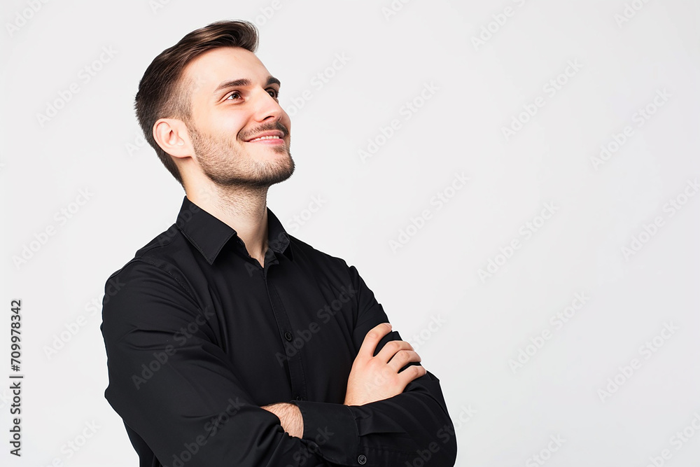 portrait of businessman arm crossed on white isolated background portrait of businessman arm crossed on white isolated background