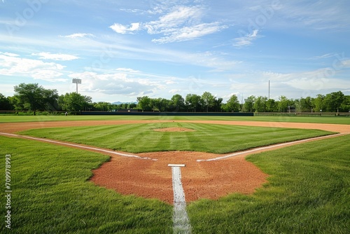 Landscape with baseball field and trees in the background, sports and leisure concept.