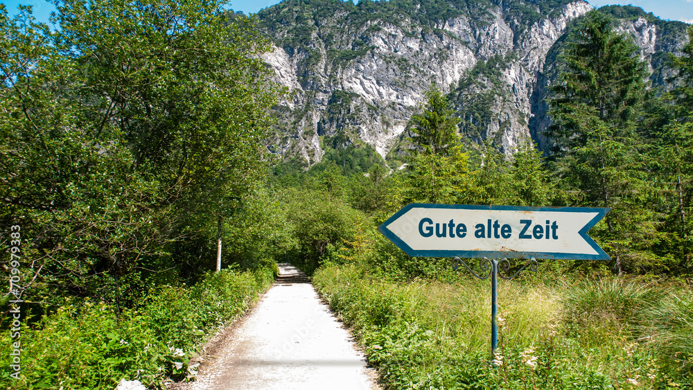 Signposts the direct way to good old times Signposts the direct way to good old times