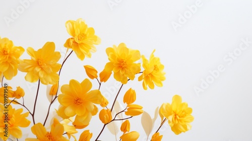 yellow blooms against a clean white backdrop. © Khan