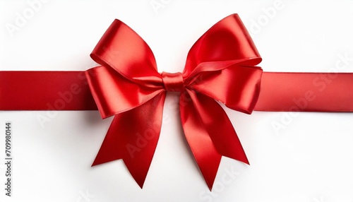 red ribbon bow on background cutout