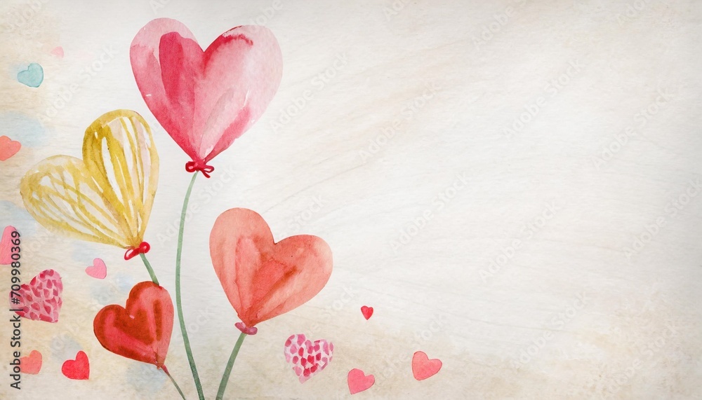 watercolor hearts love concept for mother s day and valentine s day top view copy space