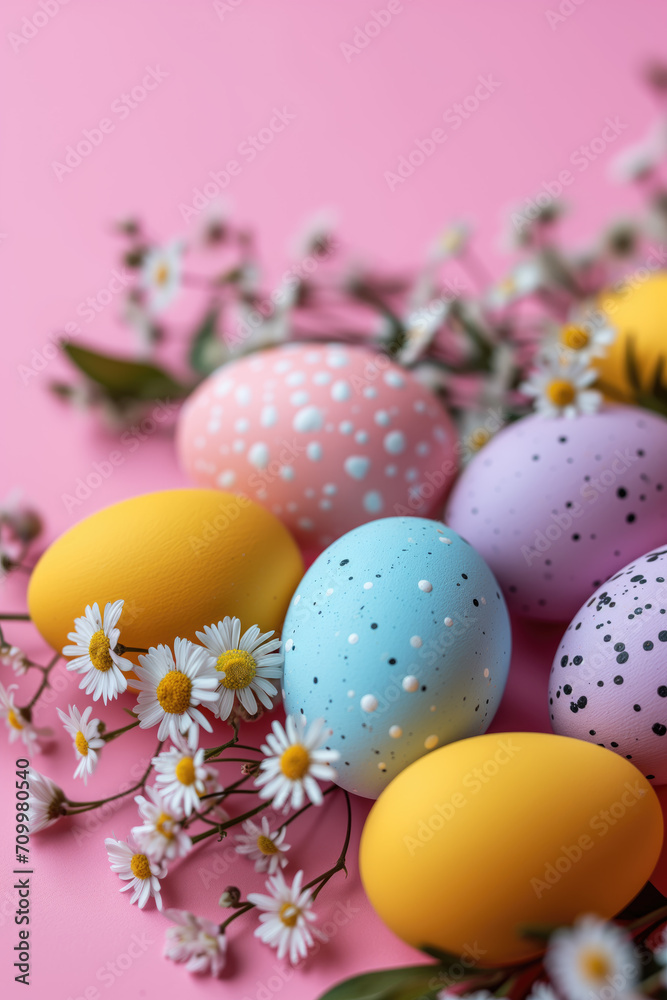 Easter composition on color background