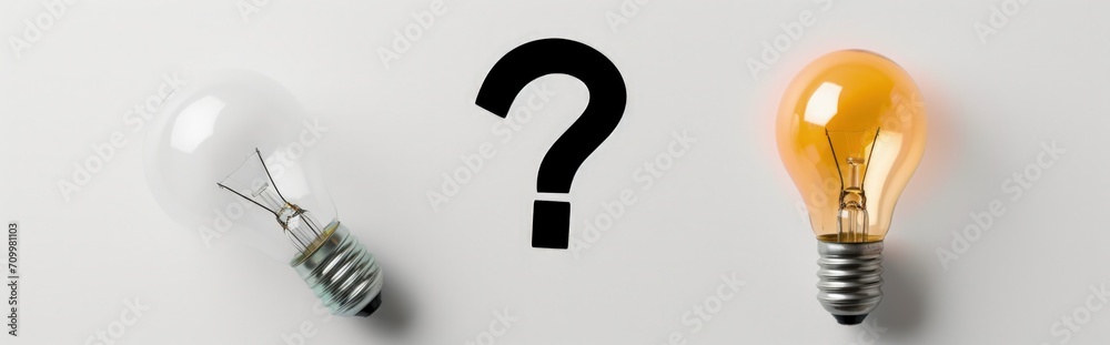 Light bulb and question mark sign on white background, concept of creativity, ideas and curiosity. Light bulb and question mark sign on white background, concept of creativity, ideas and curiosity.