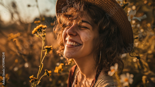 Sonrisa Bajo el Sol: Retrato de Felicidad en la Naturaleza photo