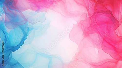 Watercolor Light blue and pink liquid ink texture background