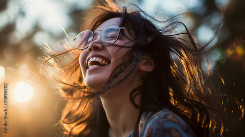 Sonrisa Bajo el Sol: Retrato de Felicidad en la Naturaleza photo