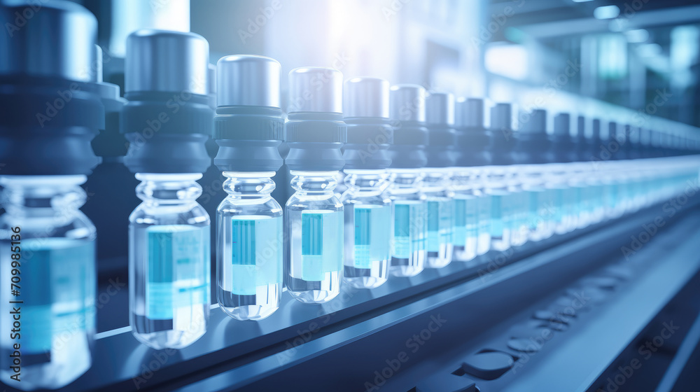 Medical vials on production line