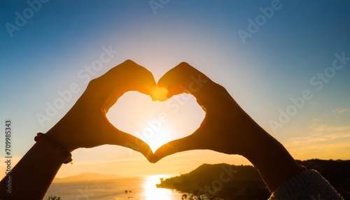 silhouette hands holding shape of love heart symbol happy valentine s day copy space concept