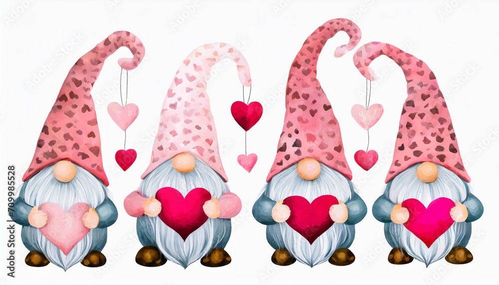 cute valentine gnomes holding hearts prints modern
