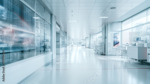 Blurred interior of abstract hospital
