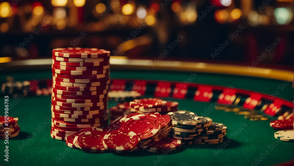 Lots of casino chips background banner