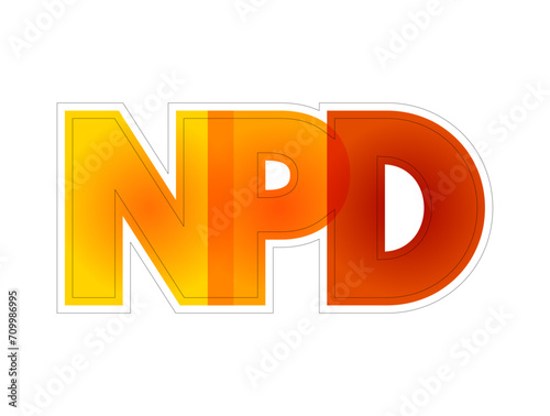 NPD New Product Development - complete process of bringing a new product to market, colorful acronym text concept background