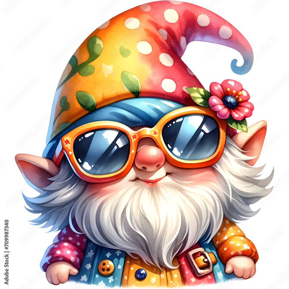Obraz premium Gnome Travel Trip Watercolor Element