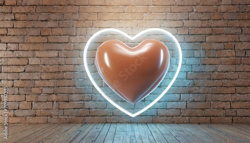 heart love symbol health cardio sign on brick wall cyber tech romance valentine day andconcept concept abstract 3d rendering