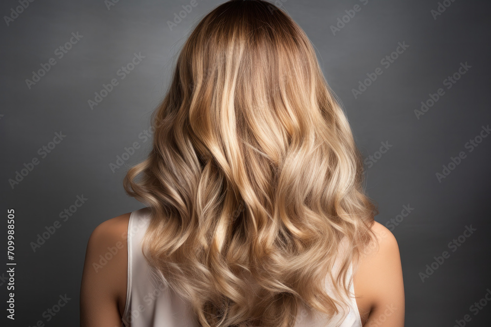 woman with long curly hair, Healthy hair banner woman with long curly hair, Healthy hair banner
