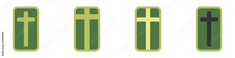 Military patch with cross vector icon. Chaplain patch icon. Christian symbol cross in a frame. Military patch pattern. Military patch with cross vector icon. Chaplain patch icon. Christian symbol cross in a frame. Military patch pattern.