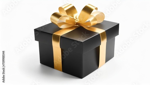 3d icon of a black gift box with gold wrapping ribbon