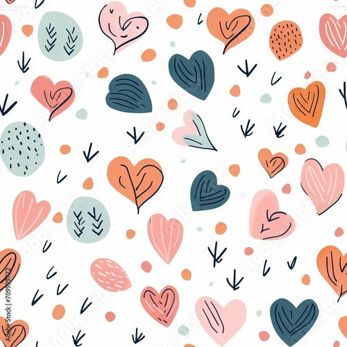 Seamless pattern simple doodle hearts on a white background retro style . Wrapping paper. cloth