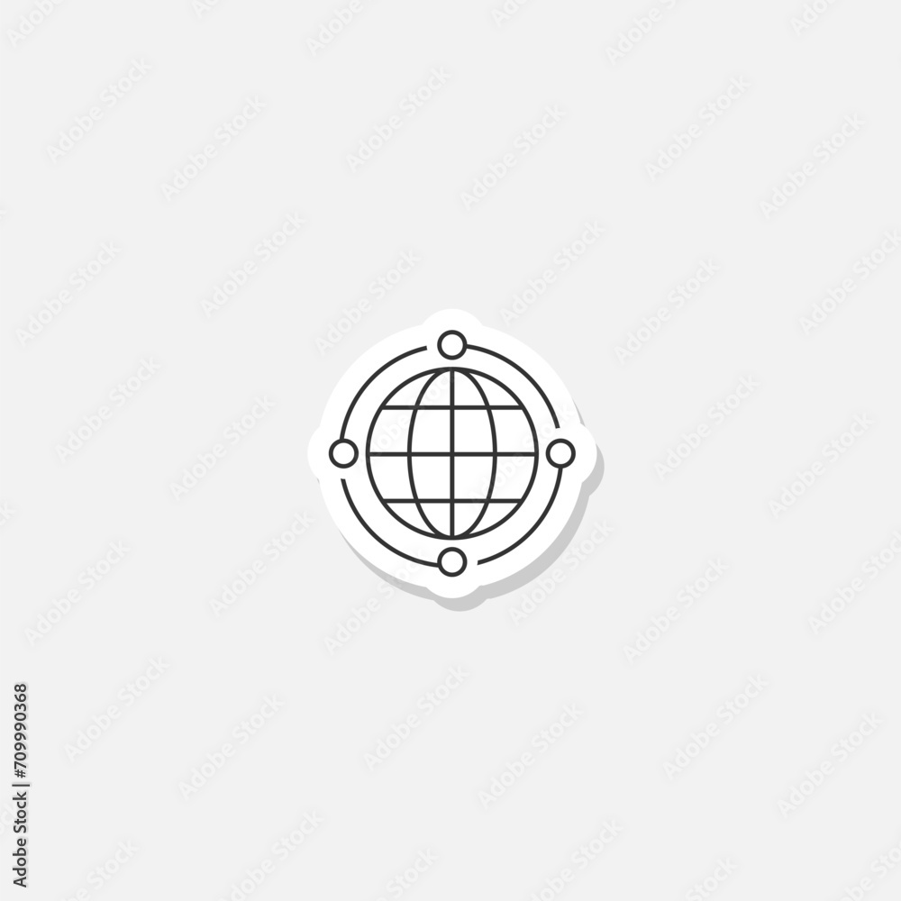 Global relocation line outline icon sticker isolated on gray background Global relocation line outline icon sticker isolated on gray background
