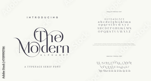 Elegant Fashion font alphabet. Classic Lettering Minimal Fashion Designs. Typography modern serif fonts regular decorative vintage concept vector illustration photo