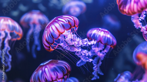 Purple jellyfish close up on a black background  © reddish