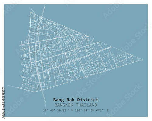 Street map of Bang Rak District Bangkok,THAILAND ,vector image for digital marketing ,wall art and poster prints. photo