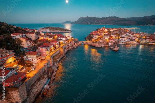 Fototapeta Naklejka Na Ścianę i Meble -  Aerial view of historic Ottoman and Turkish town Amasra view from drone.